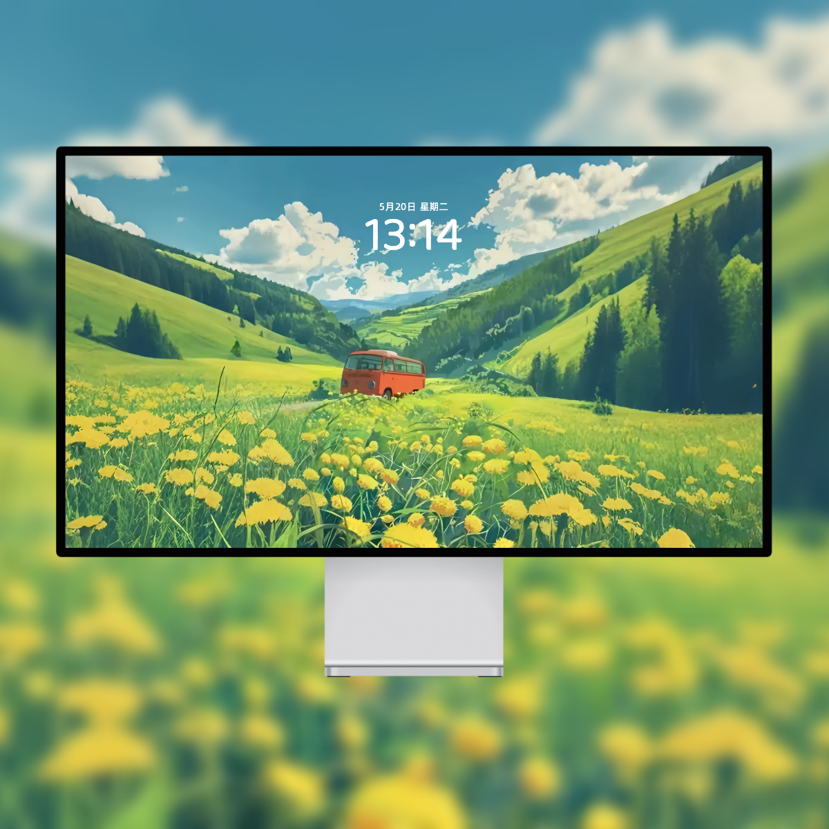 乡间小车壁纸|清新自然田园风插画高清手机电脑平板壁纸下载