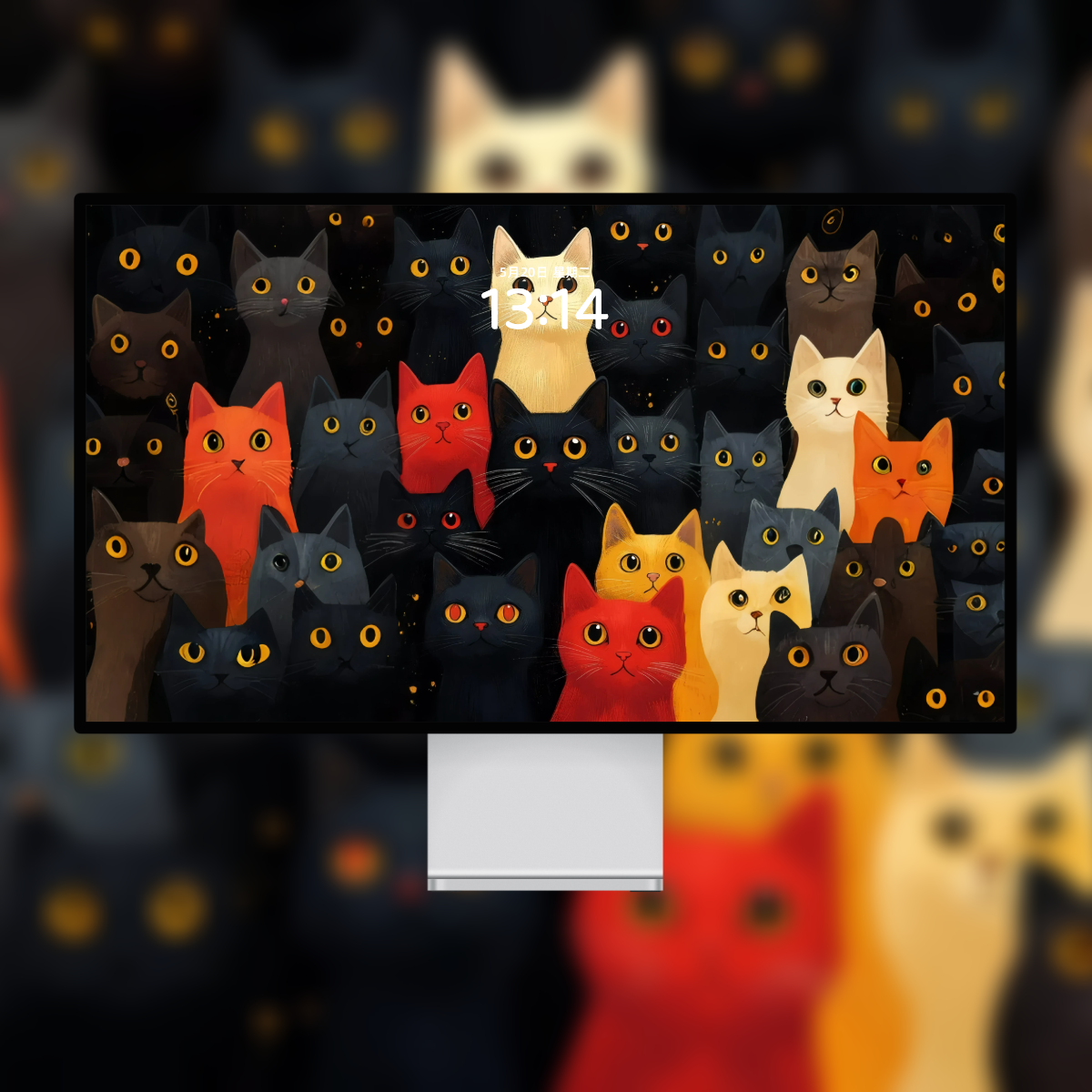 满屏萌猫插画壁纸丨手机电脑iPad笔记本全套高清可爱猫咪背景图