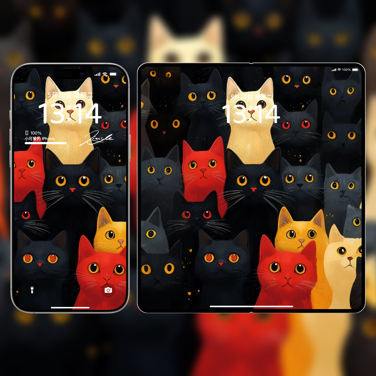 满屏萌猫插画壁纸丨手机电脑iPad笔记本全套高清可爱猫咪背景图