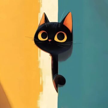 黑猫插画高清壁纸｜手机电脑平板笔记本全套适配｜温暖治愈风壁纸推荐