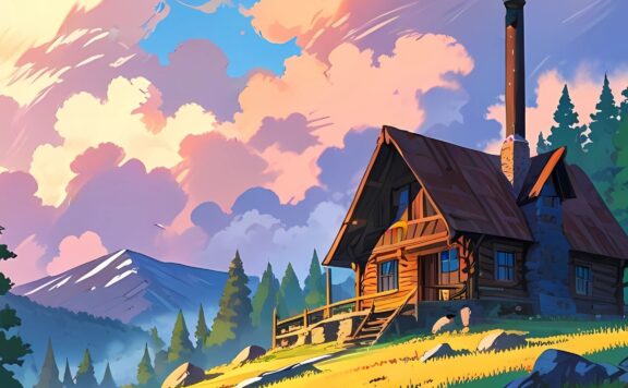 🏡 山间木屋插画壁纸 | 自然治愈风光高清手机壁纸