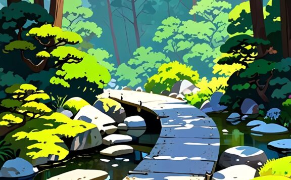 🌿 森林小径插画壁纸 | 清新自然治愈风高清手机壁纸