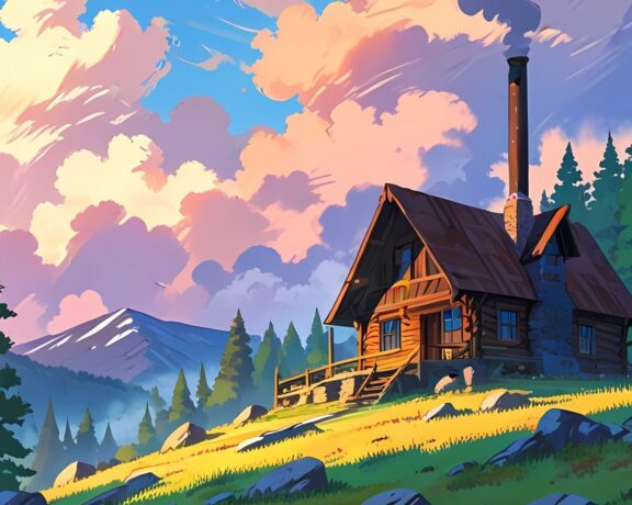 🏡 山间木屋插画壁纸 | 自然治愈风光高清手机壁纸
