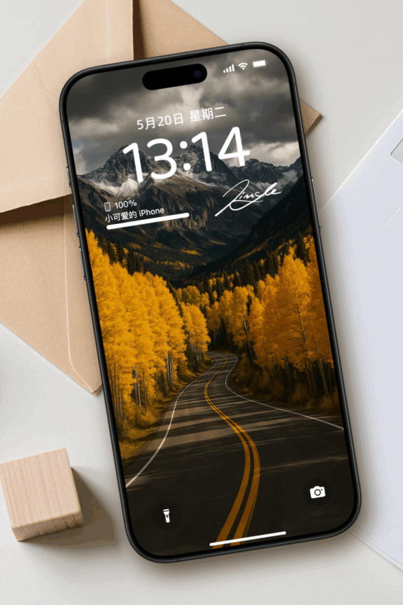 秋季金黄林道与雪山壁纸｜高清自然风景桌面背景